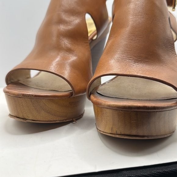 Michael Kors Tan Leather Wedge Sandals - Picture 4 of 9